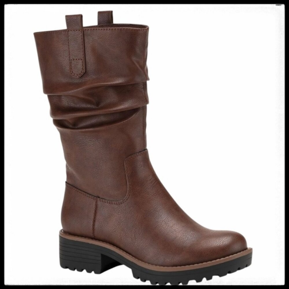 NWT Sun+Stone Nellieep Lug Brown Women's Slouch Platform Pull-On Boots Size 11